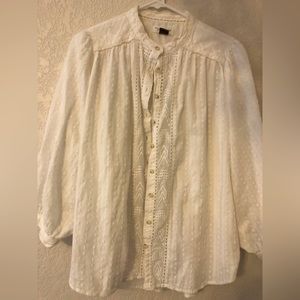 Anthropologie White Cotton Eyelet Blouse